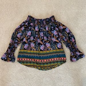 Alison Joy (EVEREVE) Off the Shoulder Smocked Long Sleeve Top